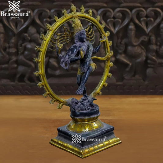 Brass Antique Gold Dancing Natraj Statue Weight 5.06 Kg And Height 15 Inch