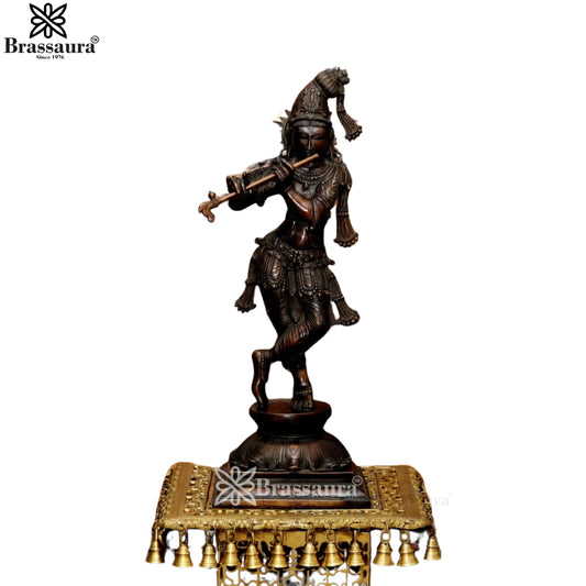 Brass Antique Krishna Murti Weight 11 Kg And Height 23.5 Inch