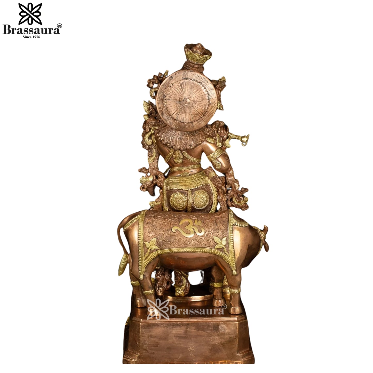 Brass Cow Krishna Murti Weight 35 Kg And Height 28 Inch