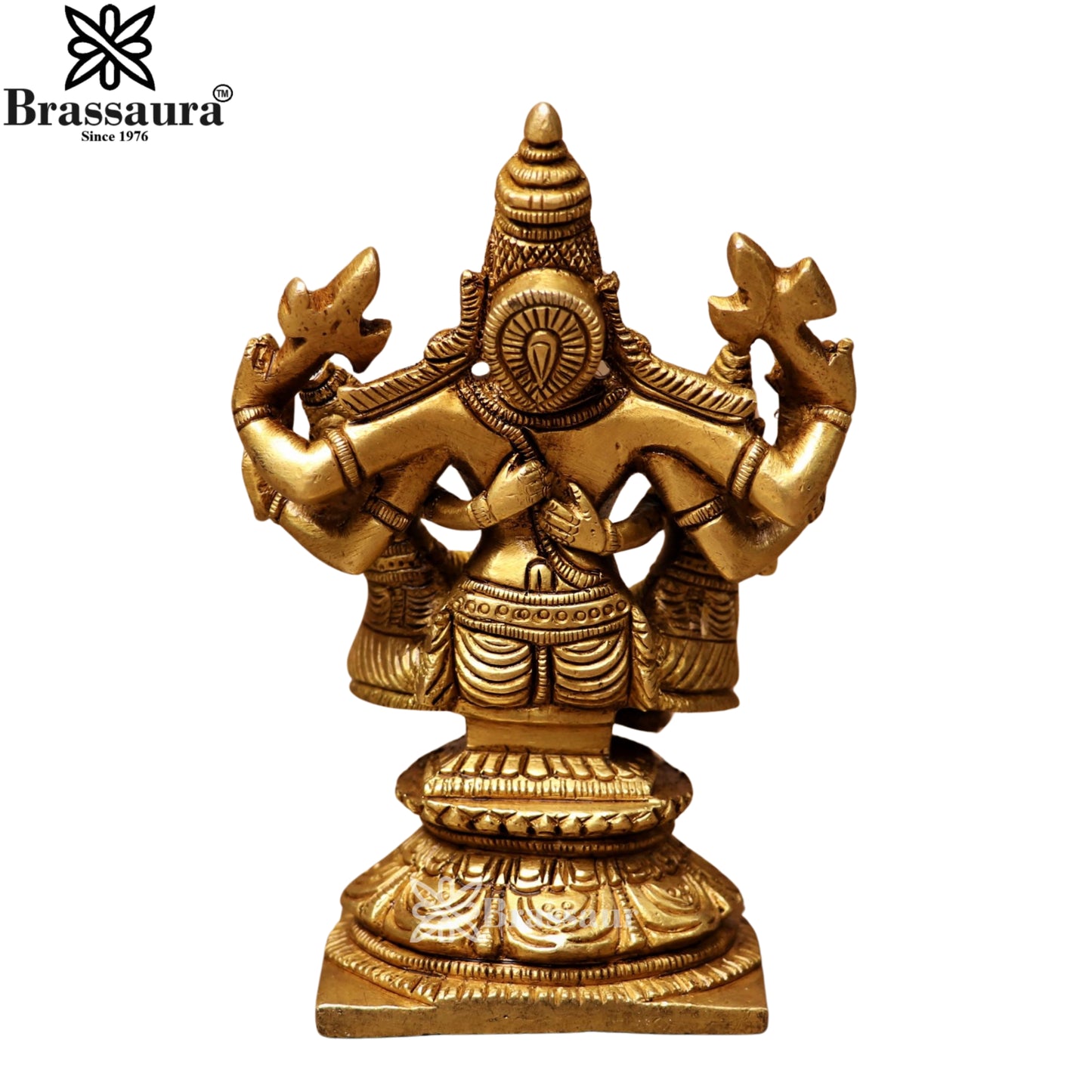 Brass Super Fine Vishnu Bhudevi & sridevi Statue Weight .6 Kg And Height 5 Inch