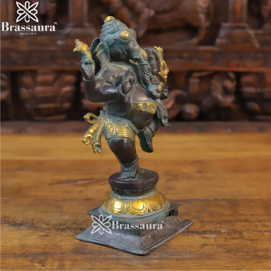 Brass Dancing Ganesha Weight 3.64 Kg & Height 11 Inch
