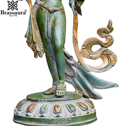 Brassaura™ Vintage Tara Idol | Handcrafted Brass Statue with Multicolour Finish | Height 15 Inches & Weight 4.4 Kgs