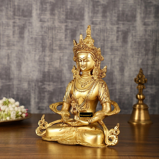 Brassaura™ Pure Brass Buddha in Amitabha Mudra – Height 12 Inches, Weight 3.7 Kgs