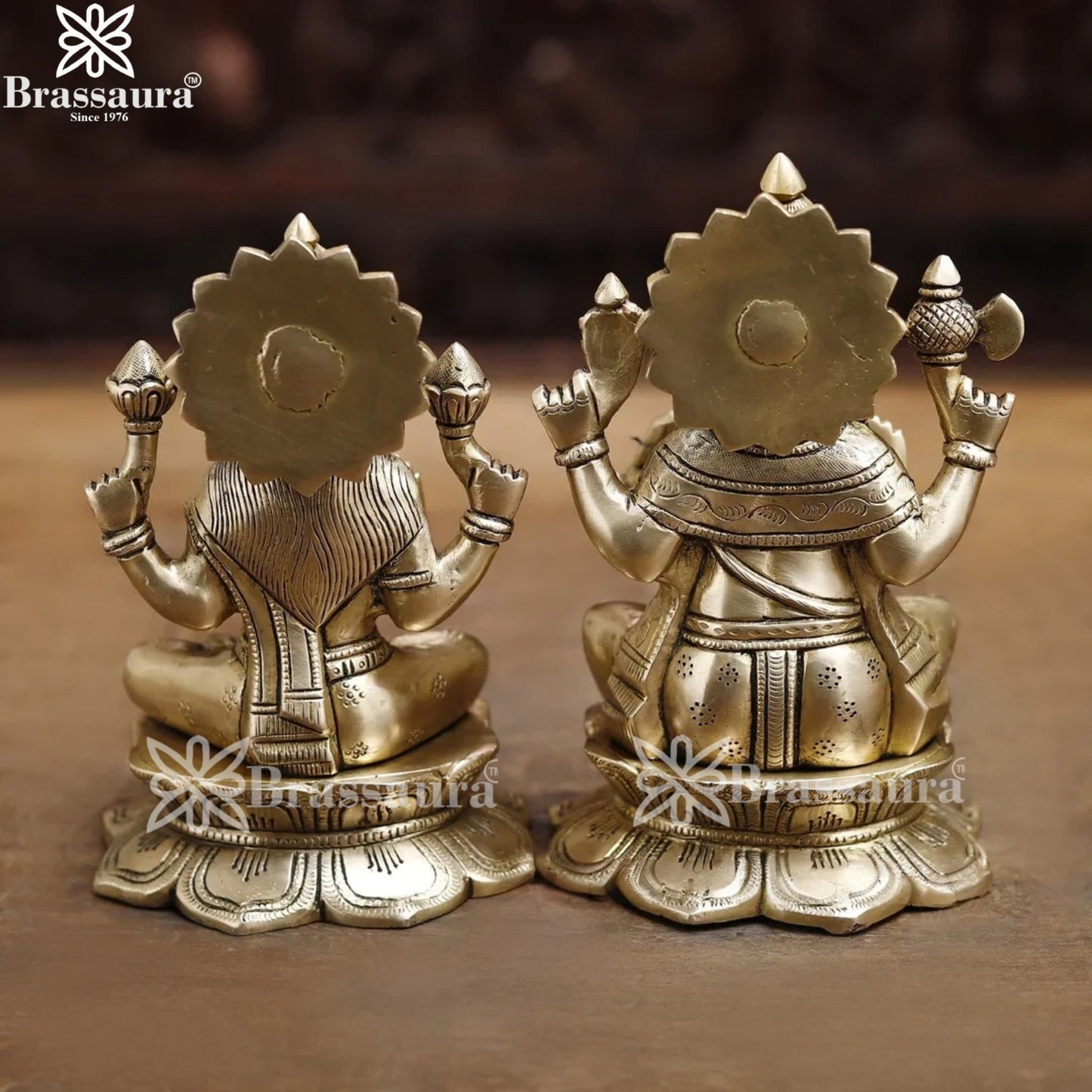 Brass Super Fine Lakshmi Ganesh Murti Weight 5.64 Kg And Height 8.5 Inch