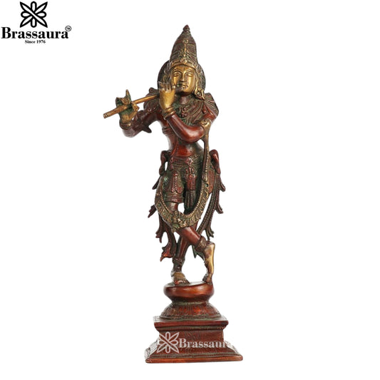 Brass Antique Krishna Murti Weight 2.3 Kg And Height 12 Inch