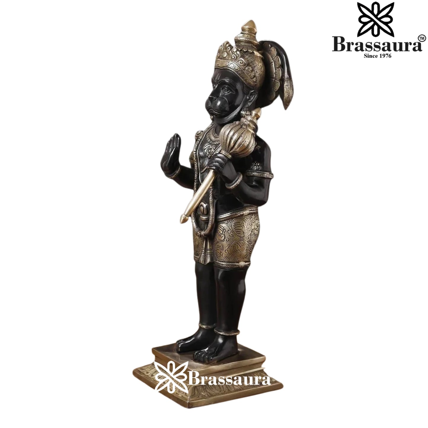 Brassaura™ Brass Vintage Black Hanuman Idol Height 23 Inches & Weight 12.58 Kgs | Temple & Living Room