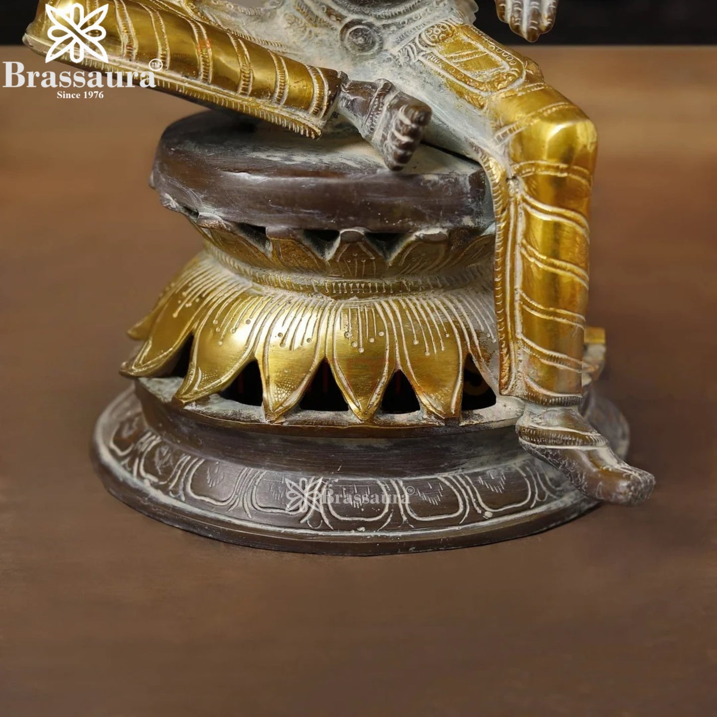 Brassaura™ Artistic Brass Laxmi Idol – Height 12 Inches & Weight 4.3 Kgs | Home & Puja Décor