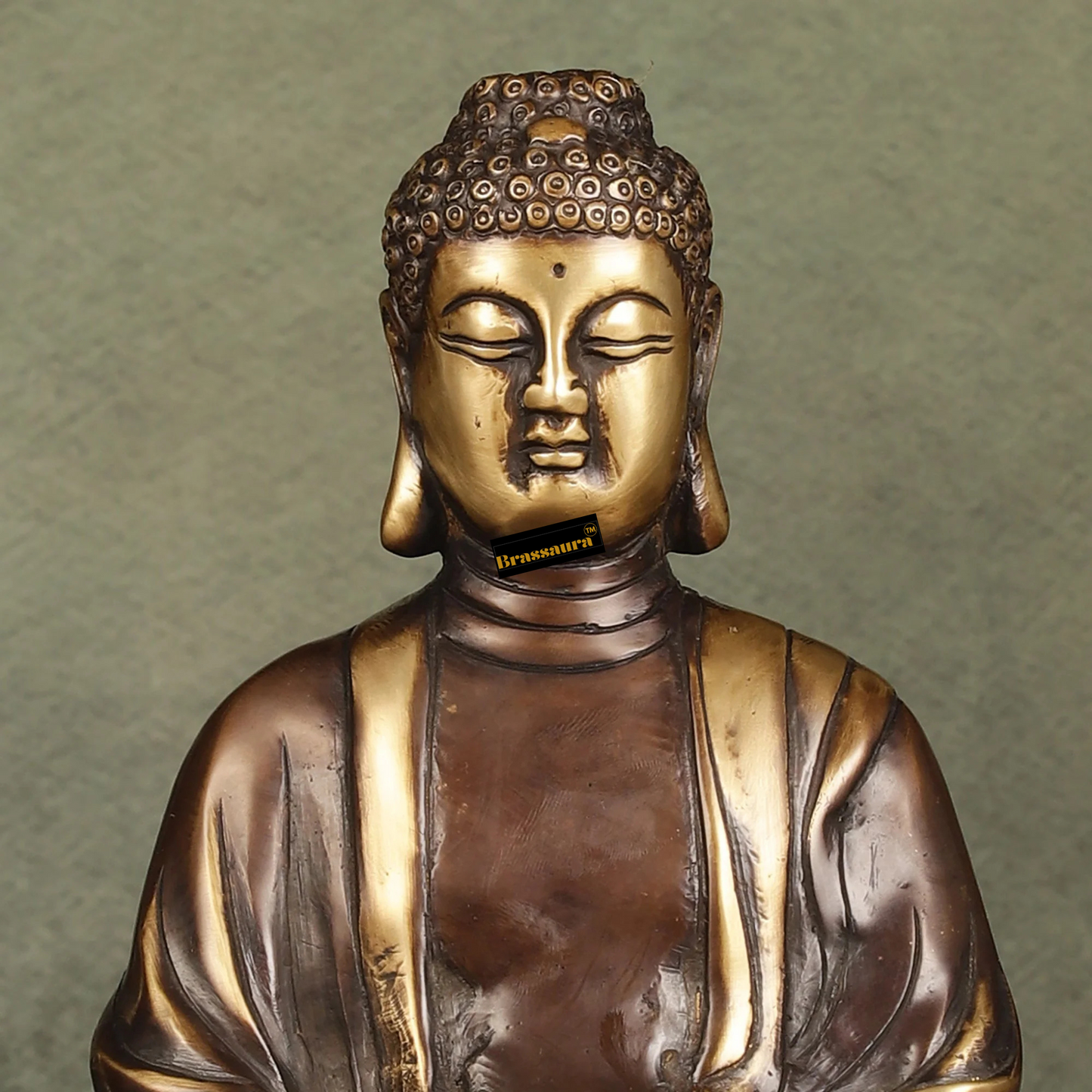 Brassaura™ Pure Brass Meditative Buddha Statue in Antique Brown Finish – Height 10 Inches & Weight 4.25 Kgs
