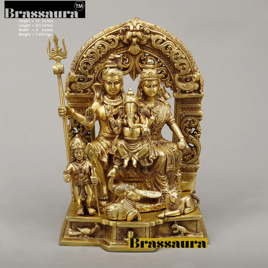 Brass Fine Shiv parivar Idol for Home and Decor | Weight 7 Kg Height 12 inch