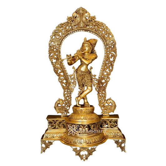 Brass Royal Gold Krishna Murti Weight 20 Kg And Height 30.5 Inch