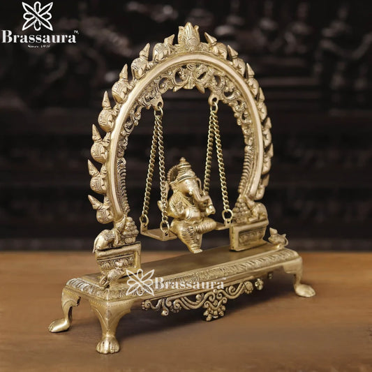 Brass Golden Ganesha Jhula Weight 5.4 Kg & Height 15.5 Inch