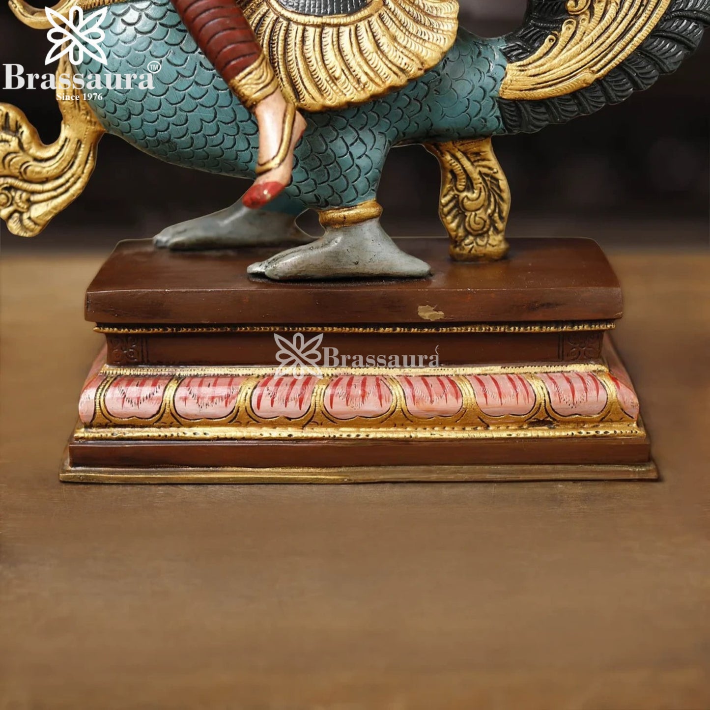 Brassaura™ Handcrafted Brass Saraswati Murti – 19 Inches Height & Weight 14.47 Kgs | Spiritual Home Décor