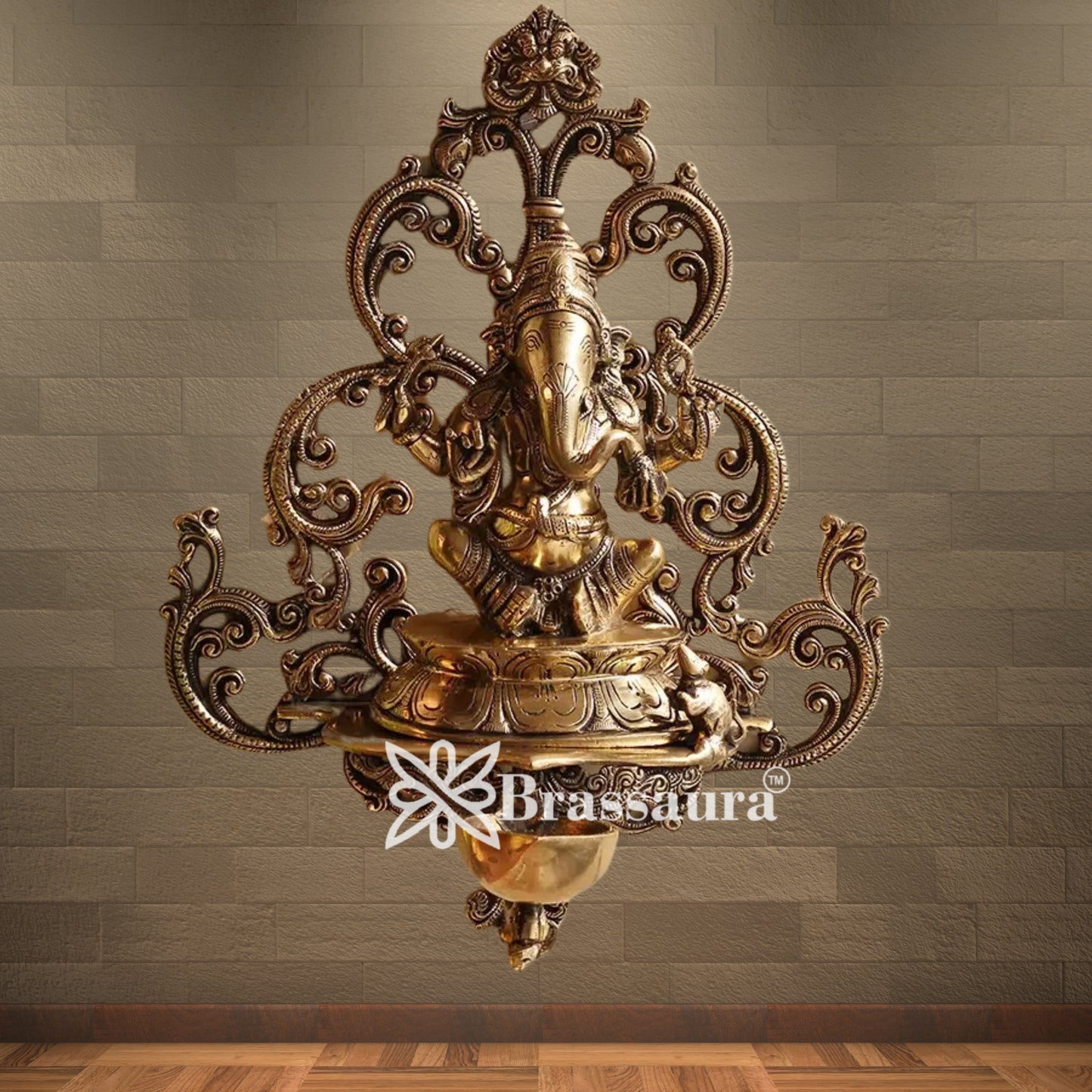 Brass Ganesha Statue Weight 3.75 Kg And Height 14 Inch