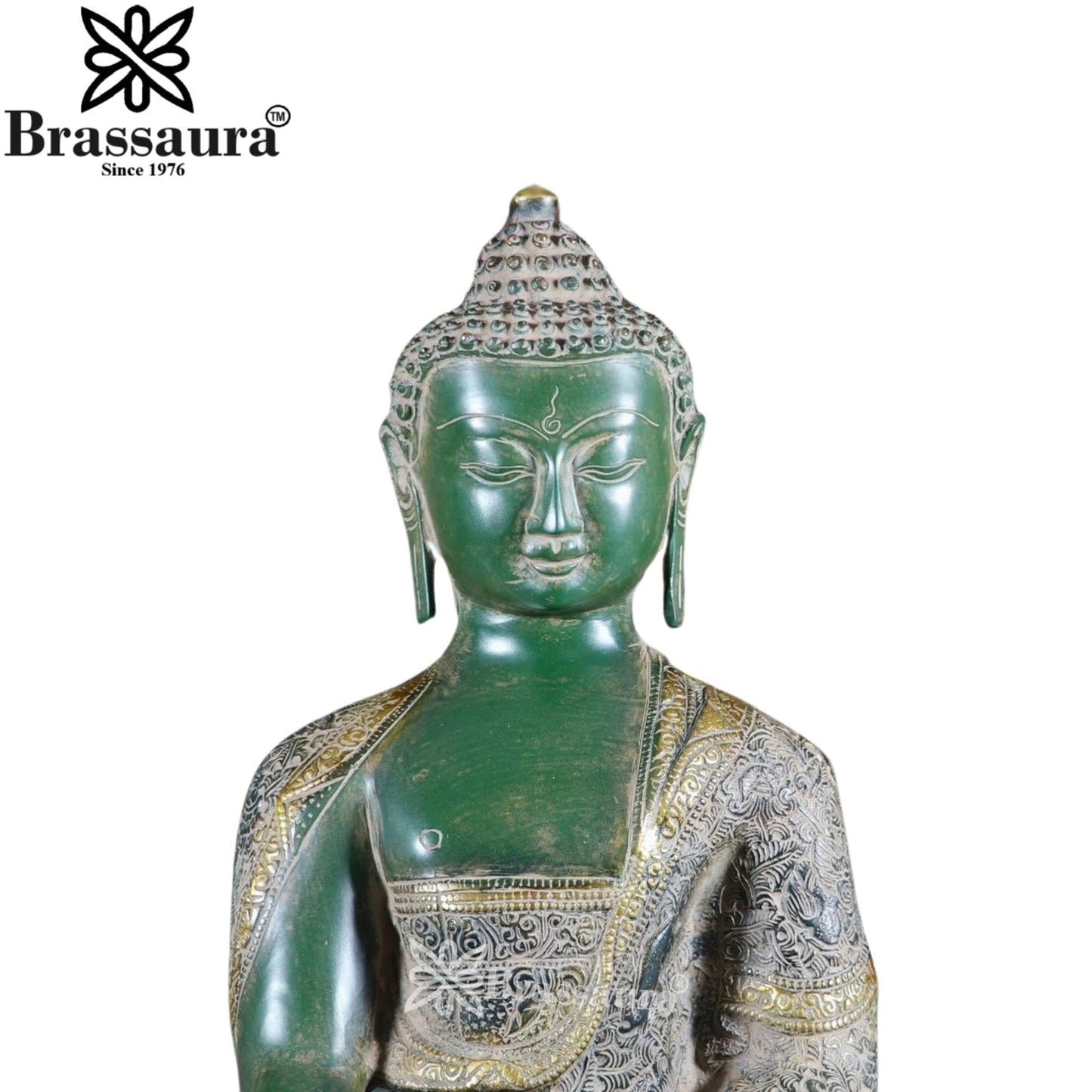 Brass Bhumisprasa Buddha Weight 11.1 kg & Height 16 Inch