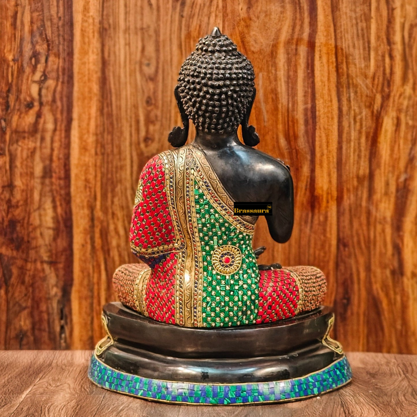 Brassaura™ Handcrafted Brass Buddha Statue – Abhaya Aashirwad Mudra – Height 24 Inches, Weight 16 Kgs
