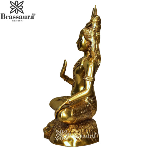 Brassaura® ब्रास भगवान शिव आइडल – ऊंचाई 22 इंच | हिंदू भक्तिमय सजावट