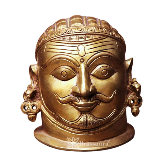 Brass Shiva Mukhlingam Statue Weight 2.1 Kg And Height 5.5 Inch