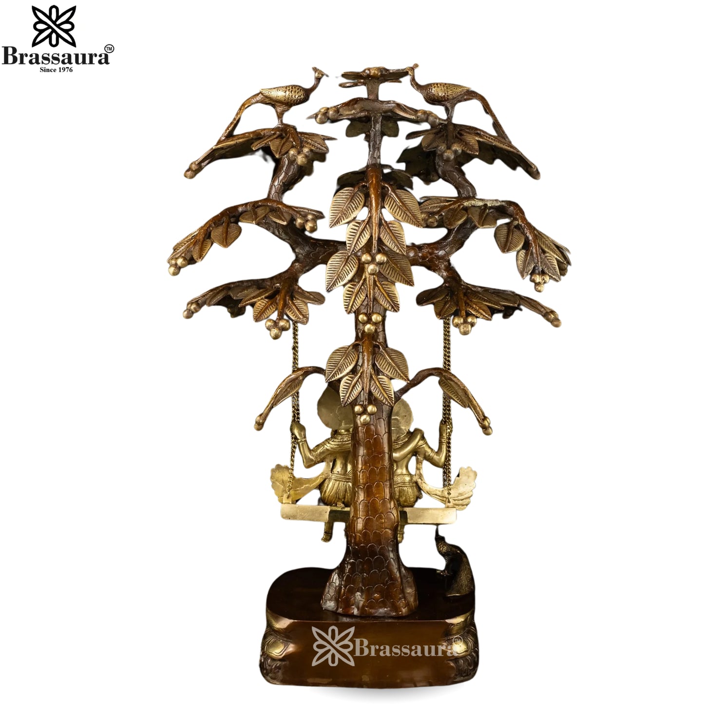 Brass Dark Gold Patina Radha Krishna Jhula Weight 39 Kg And Height 35 Inch