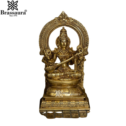 Brass Saraswati Statue Weight 4 Kg And Height 10.5 Inch