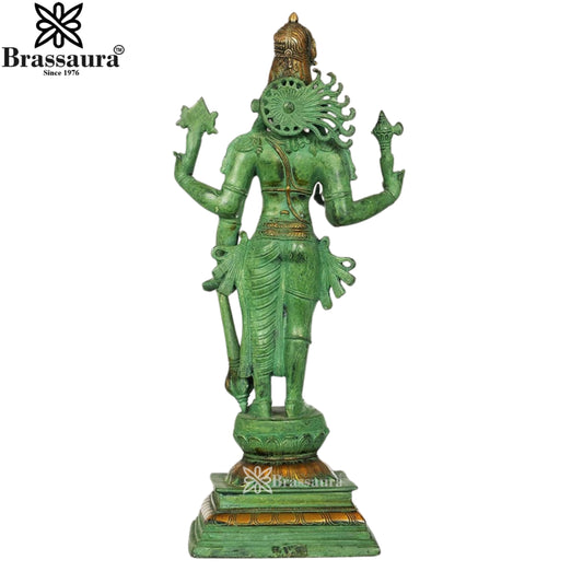 Brassaura® Harihara Brass Statue | Shiva Vishnu Unified Divine Form | Height 21.5 Inches