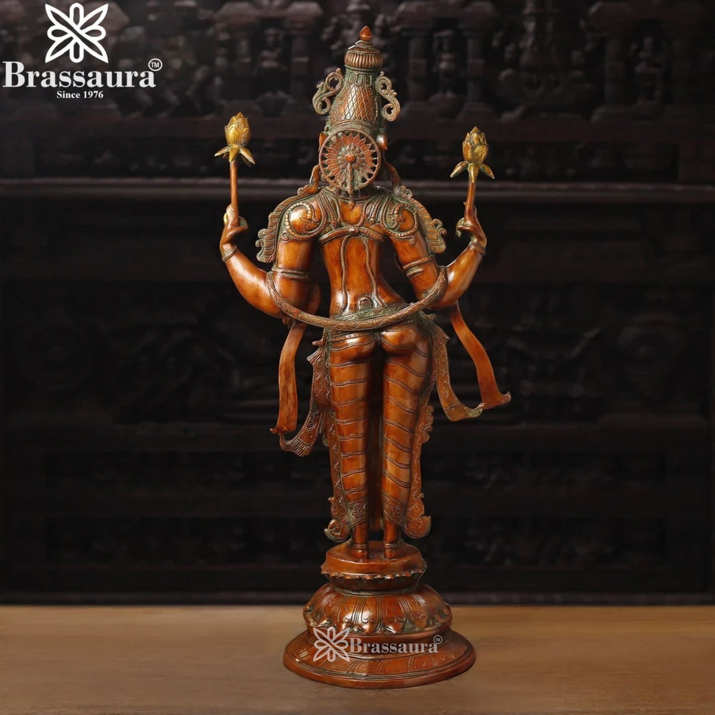 Brassaura™ Sacred Brass Laxmi Murti – Height 39. 5 Inches & Weight 31.07 Kgs | Spiritual Home Idol