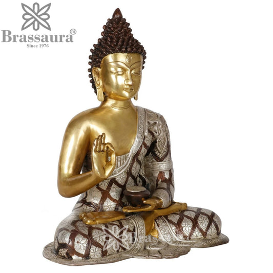 Brass Blessing Buddha Weight 11 kg & Height 17 Inch