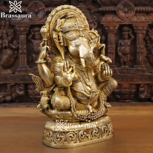 Brass Ganesha Weight 20.72 Kg & Height 20 Inch