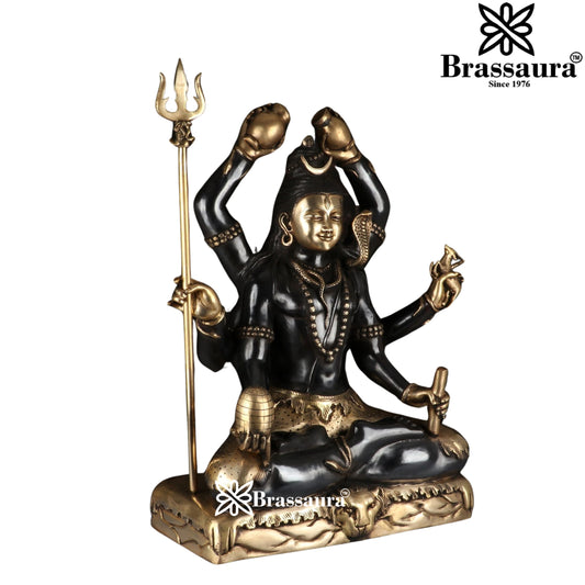 Brassaura™ Traditional Brass Lord Shiva Murti – Height 30 & Weight 48 Kgs | Sacred Home Accent