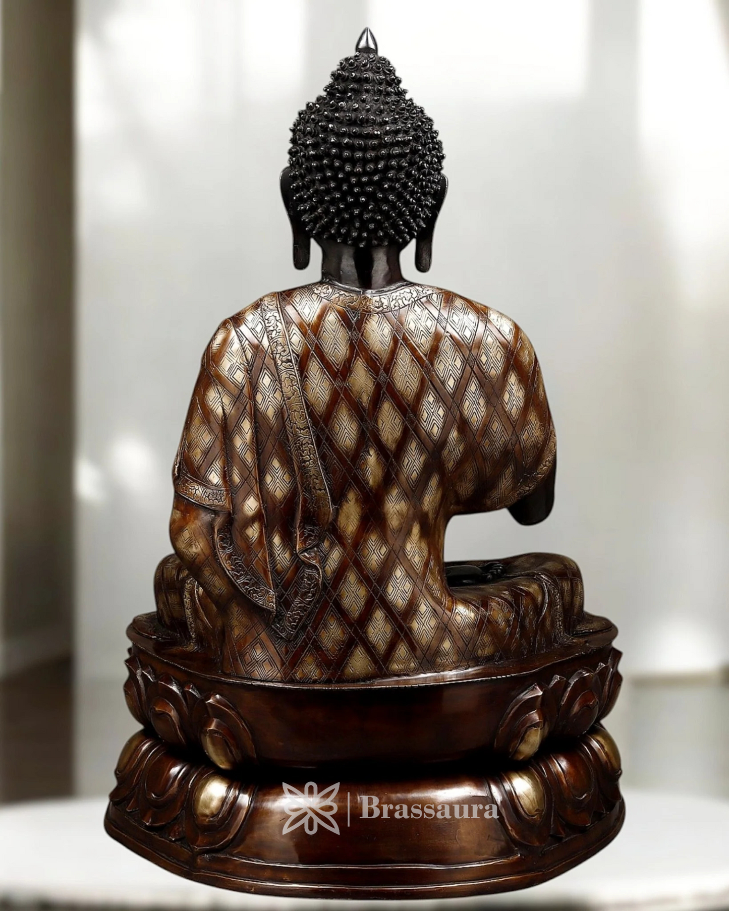 Brassaura™ Pure Brass Buddha Idol – Height 38 Inches, Weight 54.85 Kgs