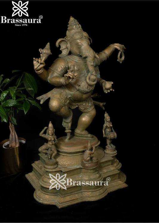 Bronze Dancing Ganesha Statue Weight 61 Kg And Height 34 Inch