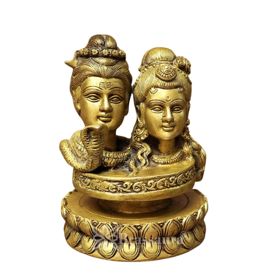 Brass Shiv & Parvati Shivling Statue Weight 2.7 Kg And Height 7 Inch