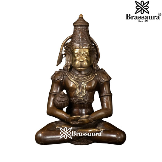 Brass Dhyan Mudra Hanuman Statue Weight 8.2 Kg And Height 13 Inch