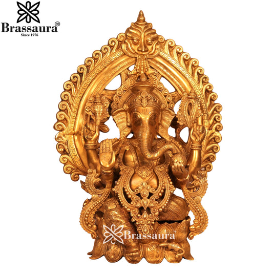 Brass Ring Jewellery Ganesha Statue Weight 26.8 Kg & Height 25 Inch