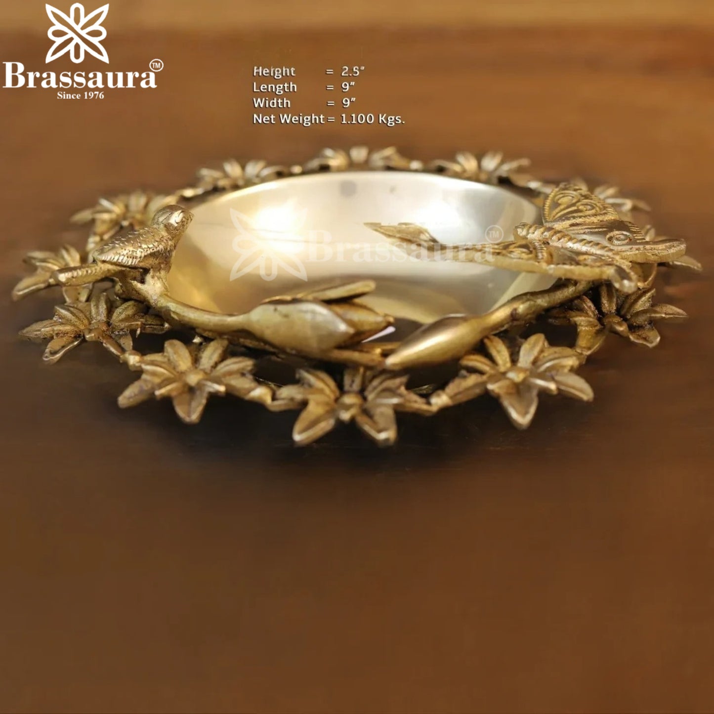 Brassaura™ Brass Birds Urli Statue – Height 2.5 Inches & Weight 1.1 Kgs | Spiritual Home Décor