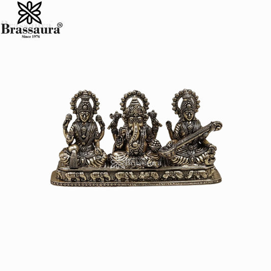 Brass Super Fine Lakshmi Ganesh Saraswati Murti Weight .276 Kg And Height 3 Inch