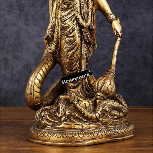Brassaura™ Handcrafted Superfine Brass Lord Vishnu Idol with Sheshanaag Crown | 17 Inch Height | 8.55 KG Weight | Exquisite Craftsmanship