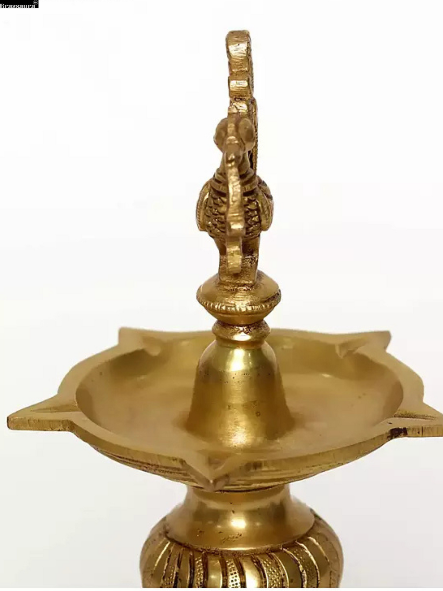 Brassaura™ Peacock Oil Lamp on Elephant Stand Brass Statue – Height 11.81 inches | Weight 2.62 kgs