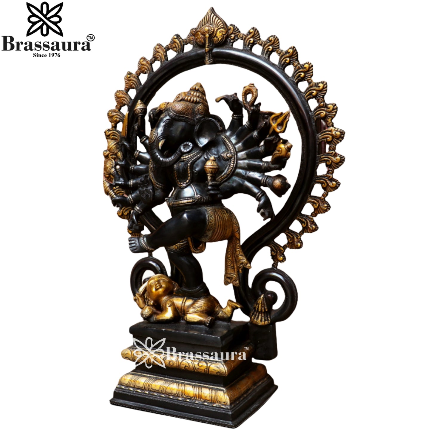 Brass Ring Ganesha Statue Weight 20.3 Kg & Height 25 Inch