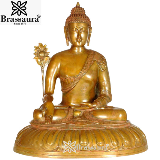 Brass Buddha Weight 3.4 Kg & Height 29.4 inch