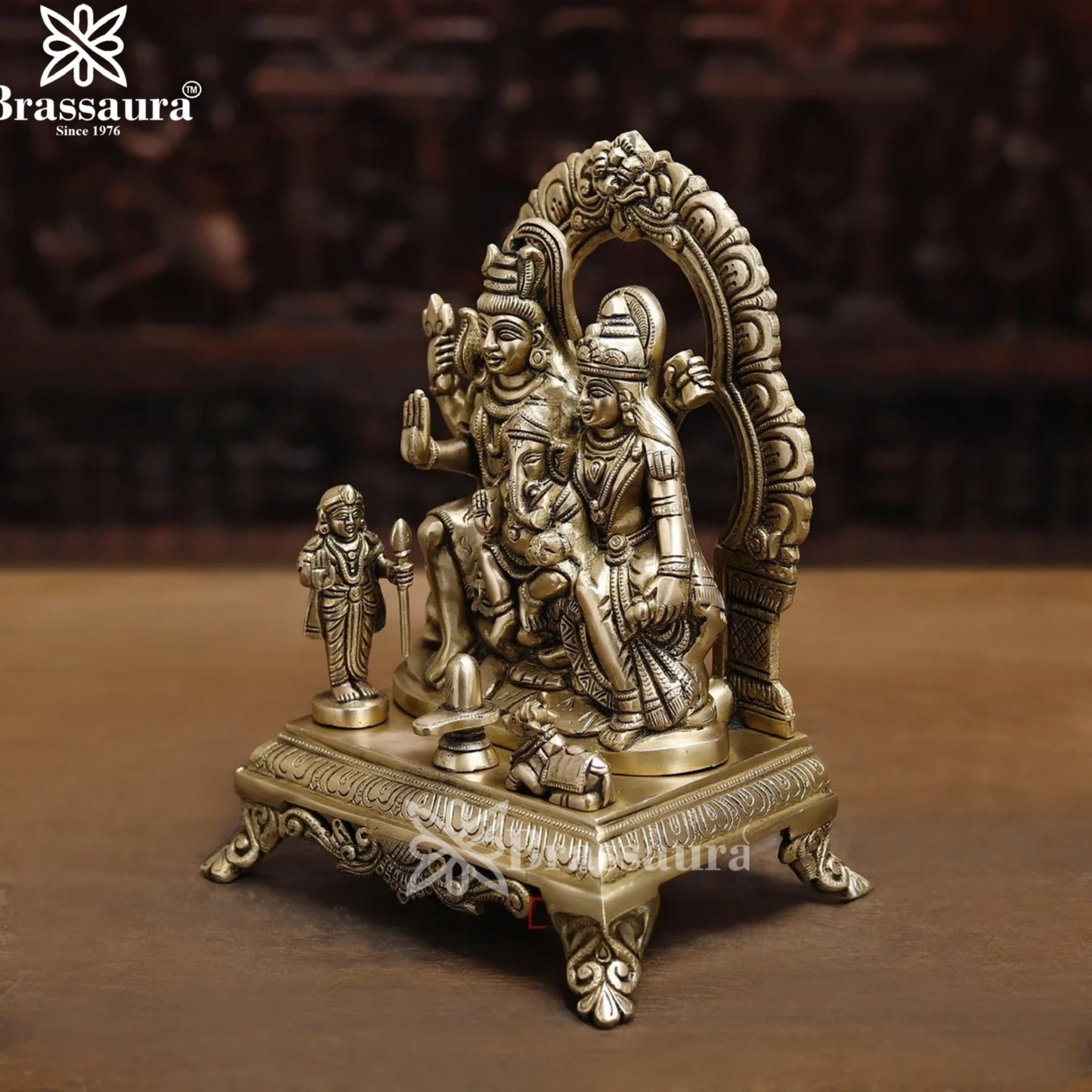 Brass Superfine Lord Shiv Parivaar Statue Weight 6.62 Kg And Height 12 Inch