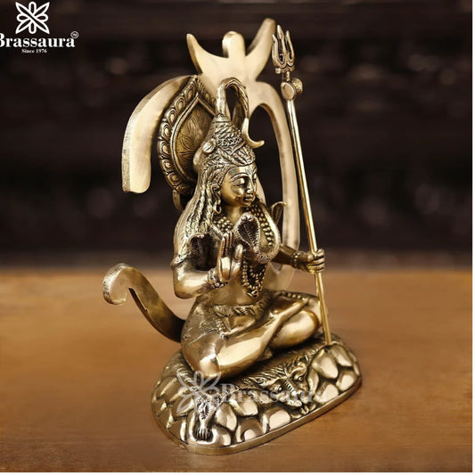 Brass Lord Shiva With Om Statue Weight 4.84 Kg And Height 11.5 Inch
