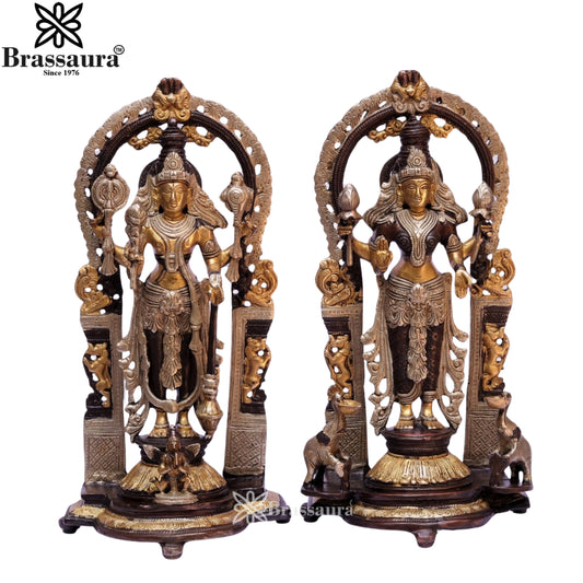 Brass Vishnu Laxmi Statue Weight 12.4 Kg And Height 16 Inch