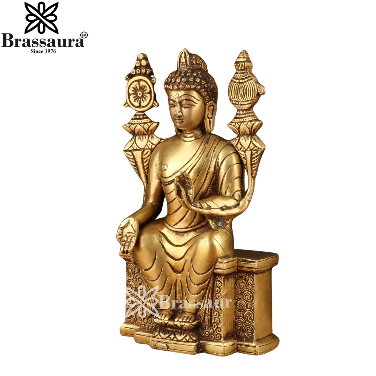 Brass Setting Buddha Weight 3.1 kg & Height 10 Inch