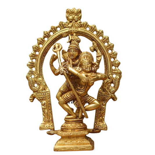 Brass Lord Shiv Parvati Statue Weight .88 Kg And Height 7.5 Inch