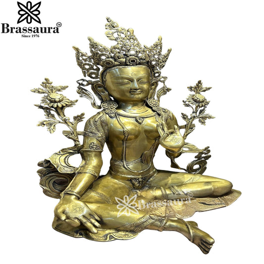 Brass Patina Tara Weight 22.9 Kg & Height 27 Inch