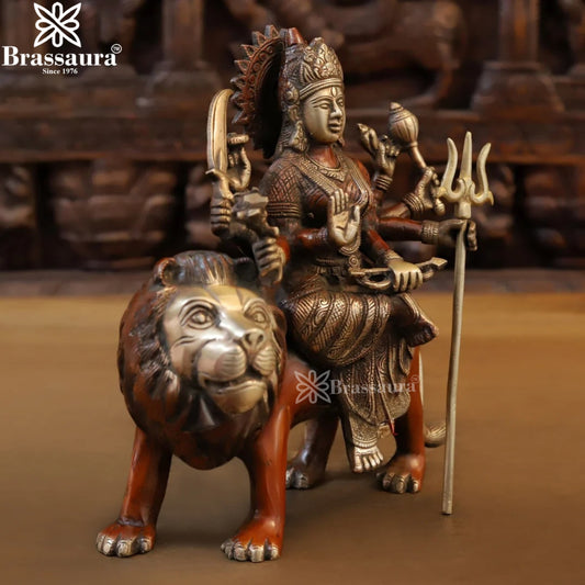 Brass Durga Idol for Home Temple and Decor Height 10 Inches & Weight 4.74 Kgs