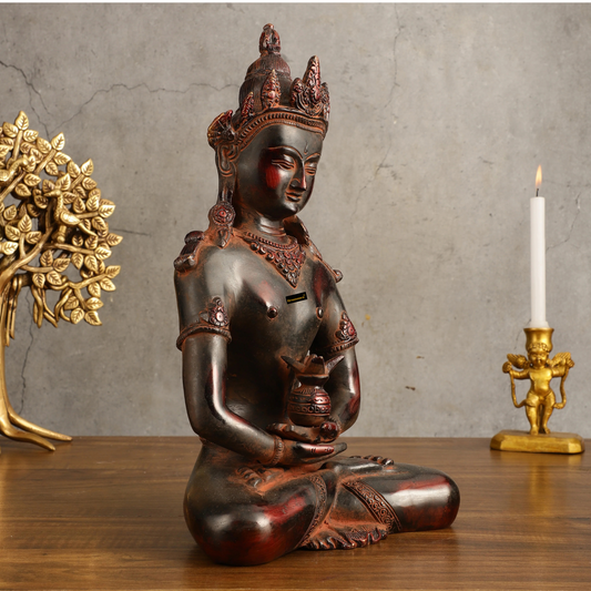 Brassaura™ Pure Brass Blessing Buddha Statue in Green Antique Finish – Height 10.5 Inches, Weight 3.42 Kgs (Copy) (Copy)