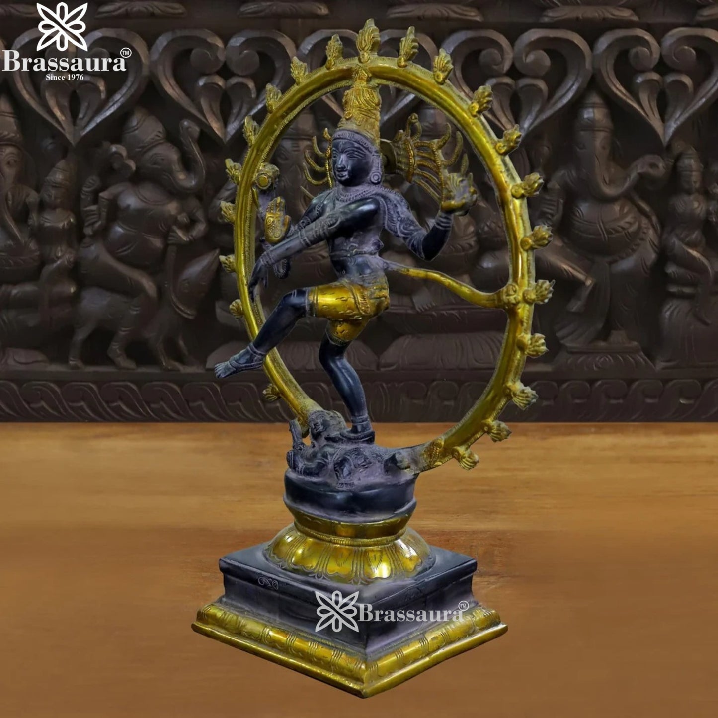 Brass Antique Gold Dancing Natraj Statue Weight 5.06 Kg And Height 15 Inch