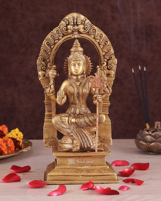Brassaura™ Brass Rajarajeshwari Lalita Devi Idol – 10 inch | 2.67 kg | Handcrafted Brass Statue for Home Temple & Spiritual Decor