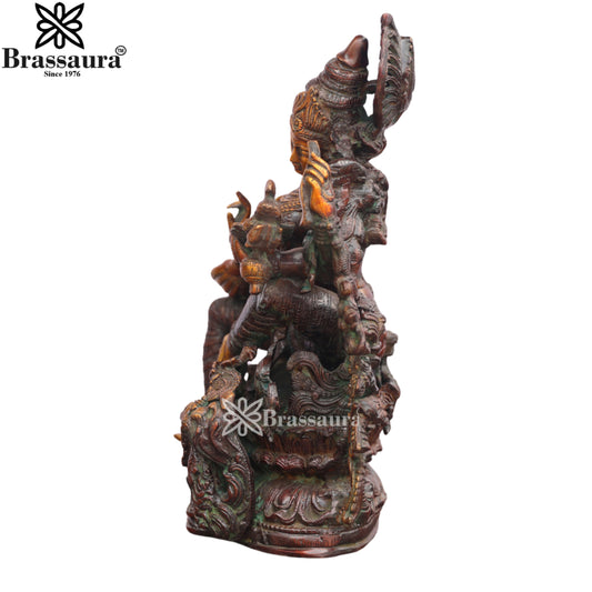 Brassaura™ Heavy Brass Saraswati Idol – Height 16 Inches & Weight 14.6 Kgs | Spiritual Statue